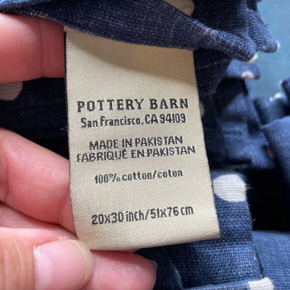 Pottery Barn Blue Soft Denim White Polka Dot Lot Sm Lg Napkins Table Runner - Picture 4 of 6